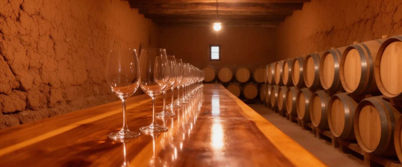 Sala de cata histórica en una bodega de Luján de Cuyo