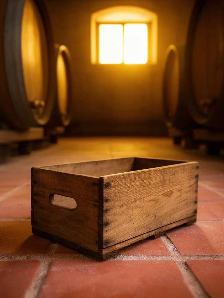Copa de vino sobre repisa de estuco en viñedo de Mendoza