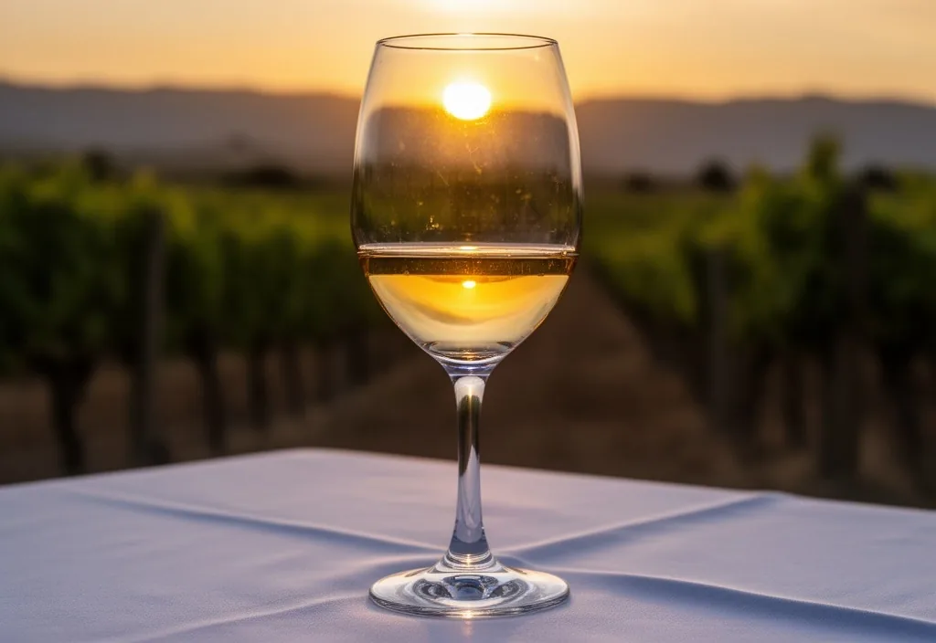 Copa de vino sobre mantel en bodega de Mendoza